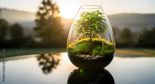 Wallpaper Mural Miniature Bonsai Tree in Glass Terrarium Eco Friendly Decor Torontodigital.ca