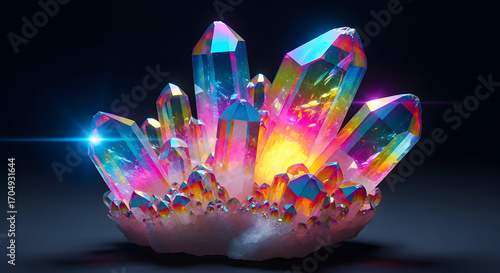 Wallpaper Mural Vibrant Rainbow Aura Quartz Crystal Cluster Sparkling Gemstone Torontodigital.ca