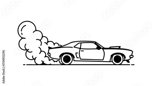 Classic car burnout with transparent background