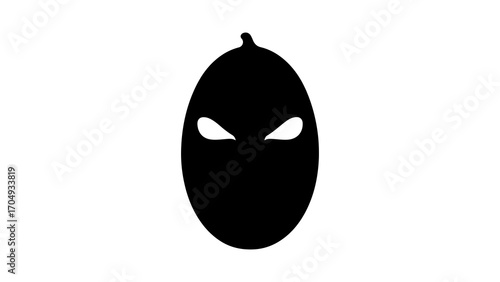 Dark masked face with glowing eyes with transparent background