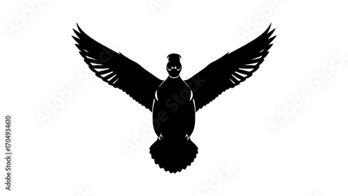 Eagle with mustache and wings with transparent background