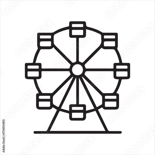 Ferris Wheel Line Art silhouette vector with white background