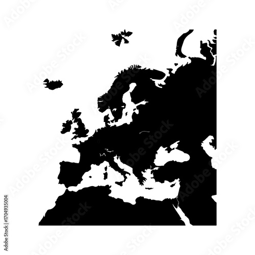 Europe map silhouette with transparent background