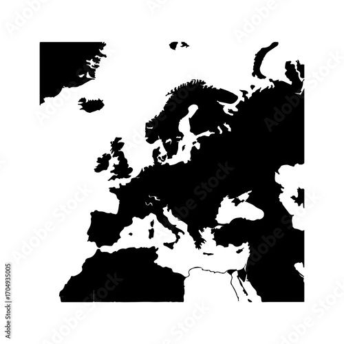Europe map silhouette with transparent background