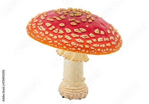 Fotografía Isolated fly agaric mushroom, a poisonous but beautiful wild forest fungi, close