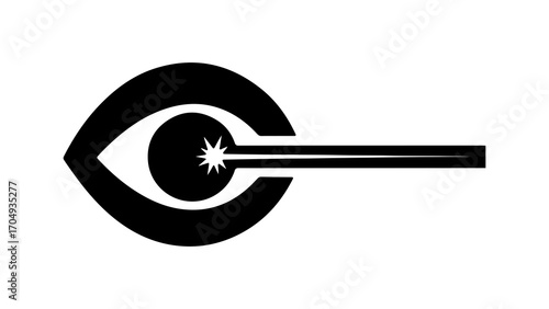 Eye with laser beam with transparent background