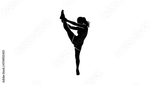 Female gymnast performing a pose with transparent background