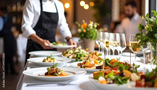 Chef serving food at a banquet