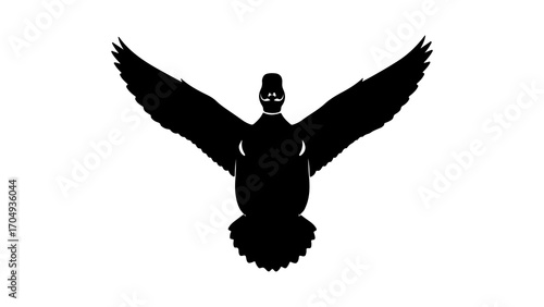 Flying pigeon with mustache with transparent background
