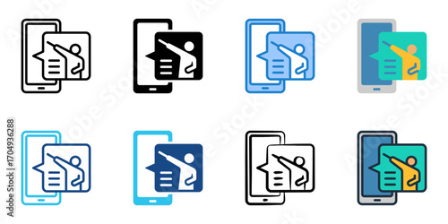 Online class icon set multiple style collection 
