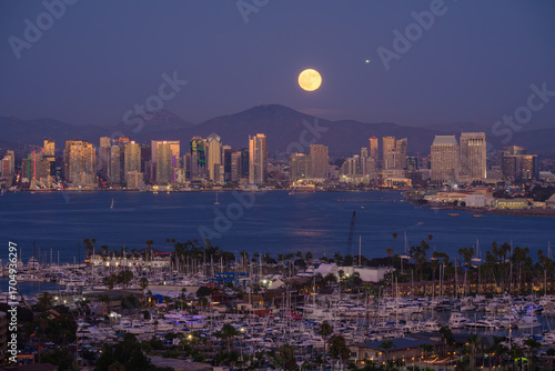 Sept 2025 full moon over Downtown San Diego from Point Loma