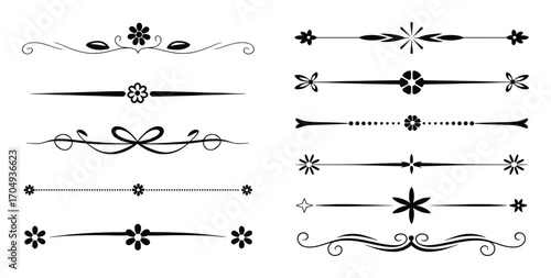 Collection of Decorative Floral and Swirl Line Dividers and Ornaments