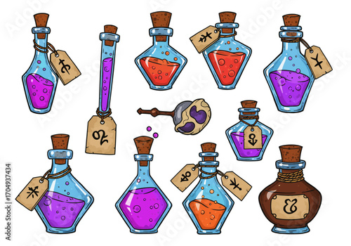 Magical Potion Bottles Vector Collection