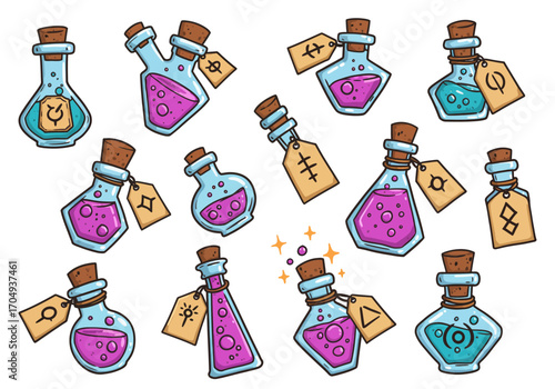 Magical Potion Bottles Vector Collection
