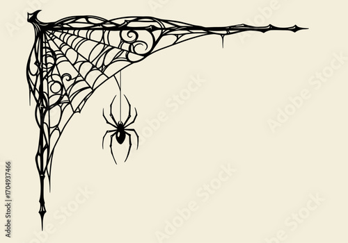 Elegant Gothic Spider Web Corner Decoration