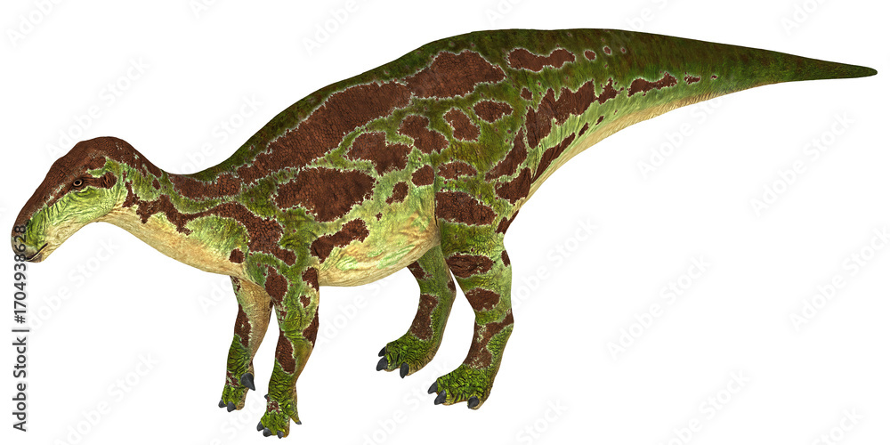 Obraz premium Realistic dinosaur model on white background.