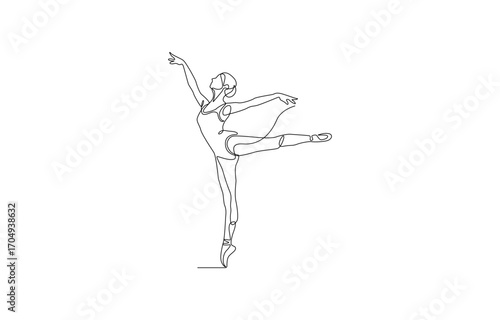 Ballerina Arabesque Pose – Elegant Ballet Line Drawing Vector