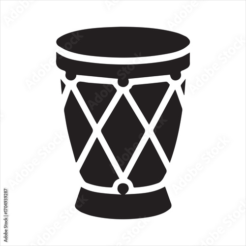 Traditional Drum icon silhouette vector with white background