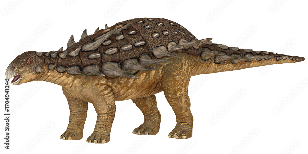 Obraz premium Detailed model of an armored Ankylosaurus.