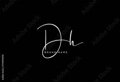 DH letter beauty cursive handwriting logo.