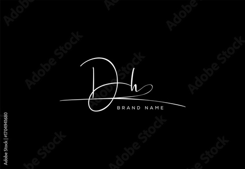 DH letter beauty cursive handwriting logo.