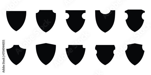 Protective shield vector icon set