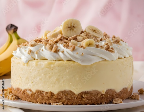 banana pudding cheesecake on a plate