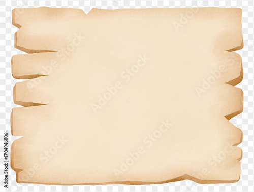 Watercolor torn parchment halloween paper with rough textured edges isolated Vector.