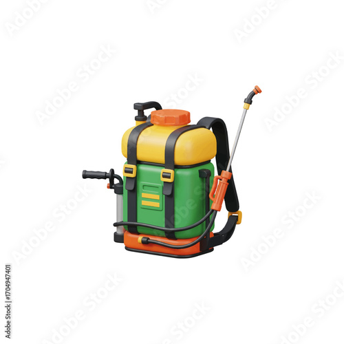 3D vector icon, realistic pesticide sprayer backpack, agriculture tool