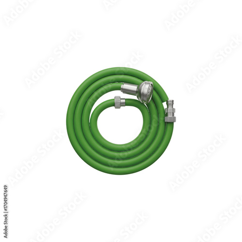 3D vector icon, realistic watering hose rolled up, agriculture gardening equipment