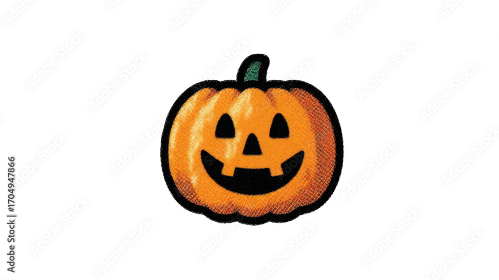 Fototapeta premium A cheerful Halloween pumpkin with a carved face, perfect for festive decorations.