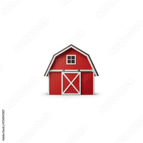3D vector icon, realistic barn symbol, farming building