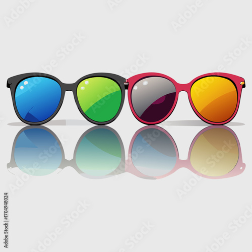 set of colorful sunglasses