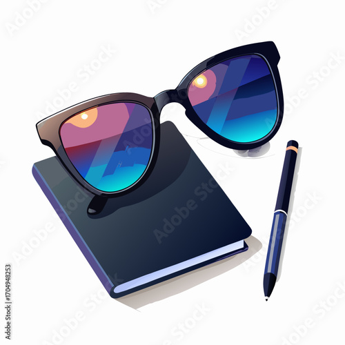 glasses and book