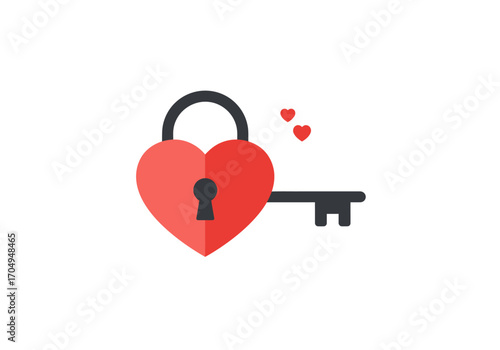 Heart-shaped padlock and key symbolize love, commitment, security, and finding the perfect match for a romantic relationship or strong bond