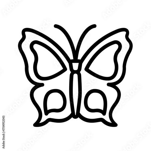 Vector black line icon for Butterfly
