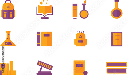 School and Education Supplies Vector Icon Set