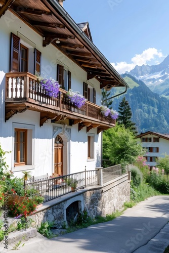 Wallpaper Mural Traditional swiss chalet enjoying stunning mountain view in the Alps Torontodigital.ca