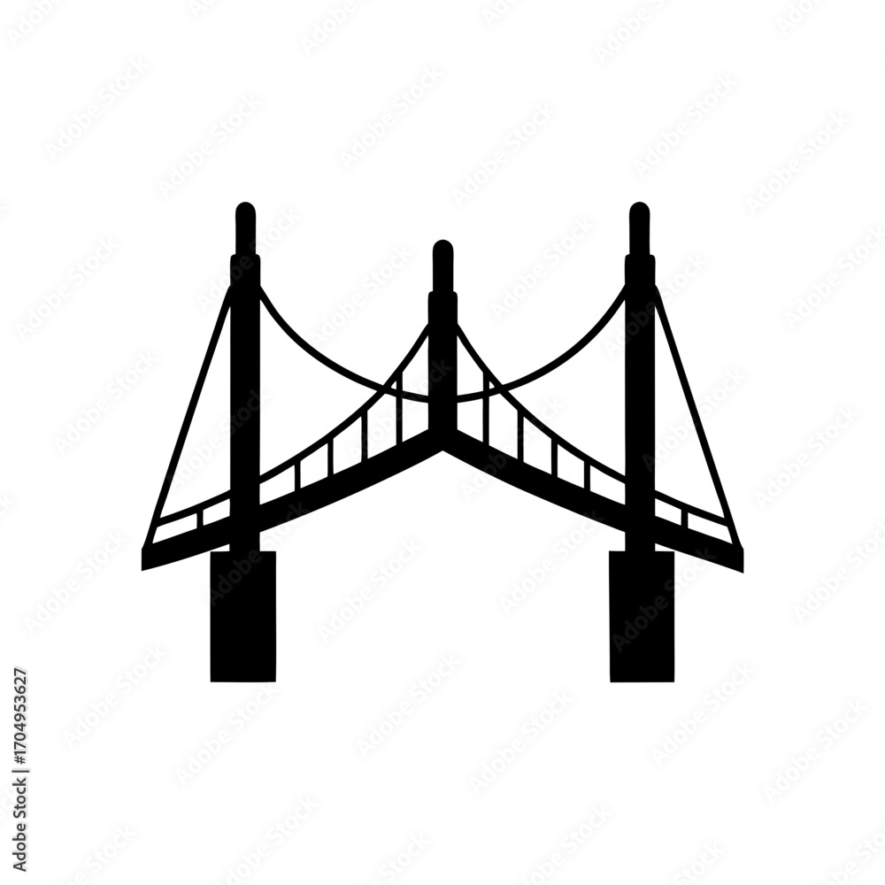 Fototapeta premium Silhouette of a bridge art on transparent background