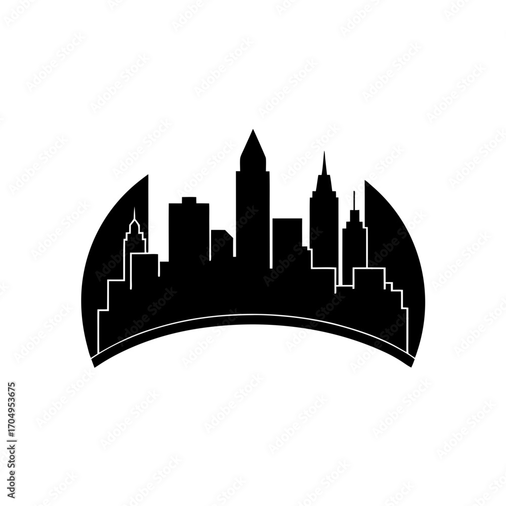 Obraz premium City skyline black shape on transparent background silhouette