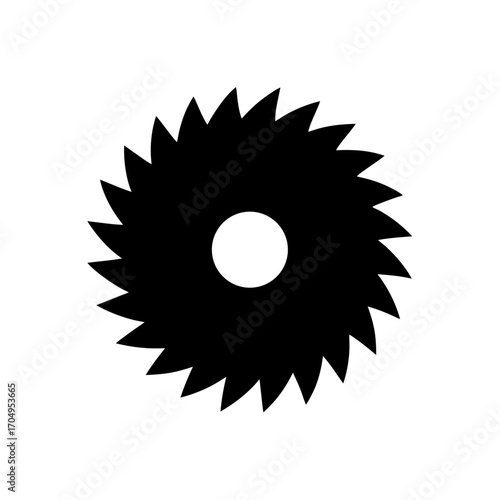 Circular saw blade black on transparent background silhouette