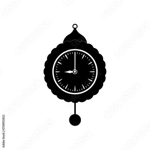 Clock with pendulum icon on transparent background silhouette