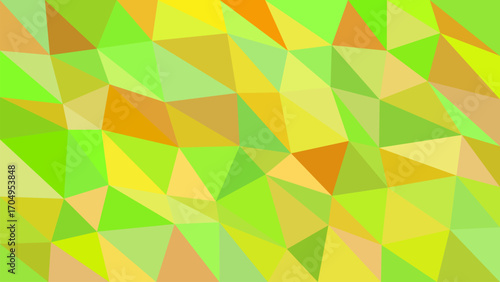 Vibrant abstract geometric pattern with shades of green and orange triangles
