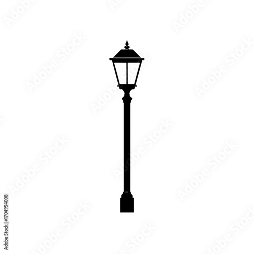 Silhouette of a lamppost on transparent background