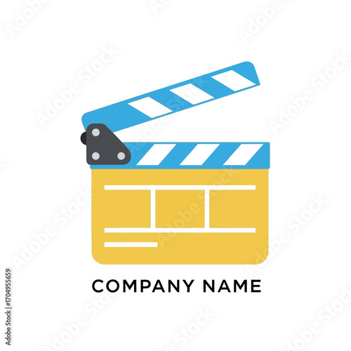 Film clapperboard icon for movie production and cinema industry.