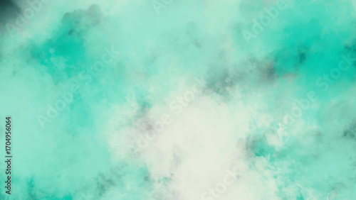 A soft turquoise background with a light, cloud-like, and textured appearance.