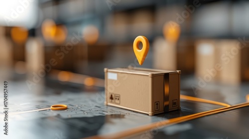 A minimalist GPS tracking interface shows a container's precise location on a monochromatic map.