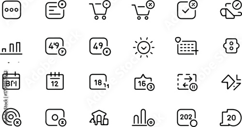 Buy Now, Pay Later (BNPL) and payment solution icons – minimalist line art for deferred payments, credit impact, and digital checkout