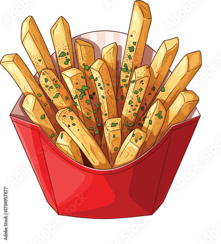 Gourmet French Fries with Herbs and Seasoning Vector 2