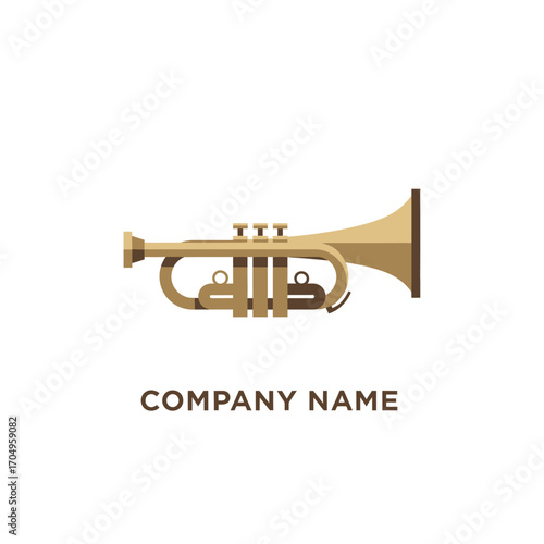 Golden Trumpet Musical Instrument Illustration for Company Branding and Design.